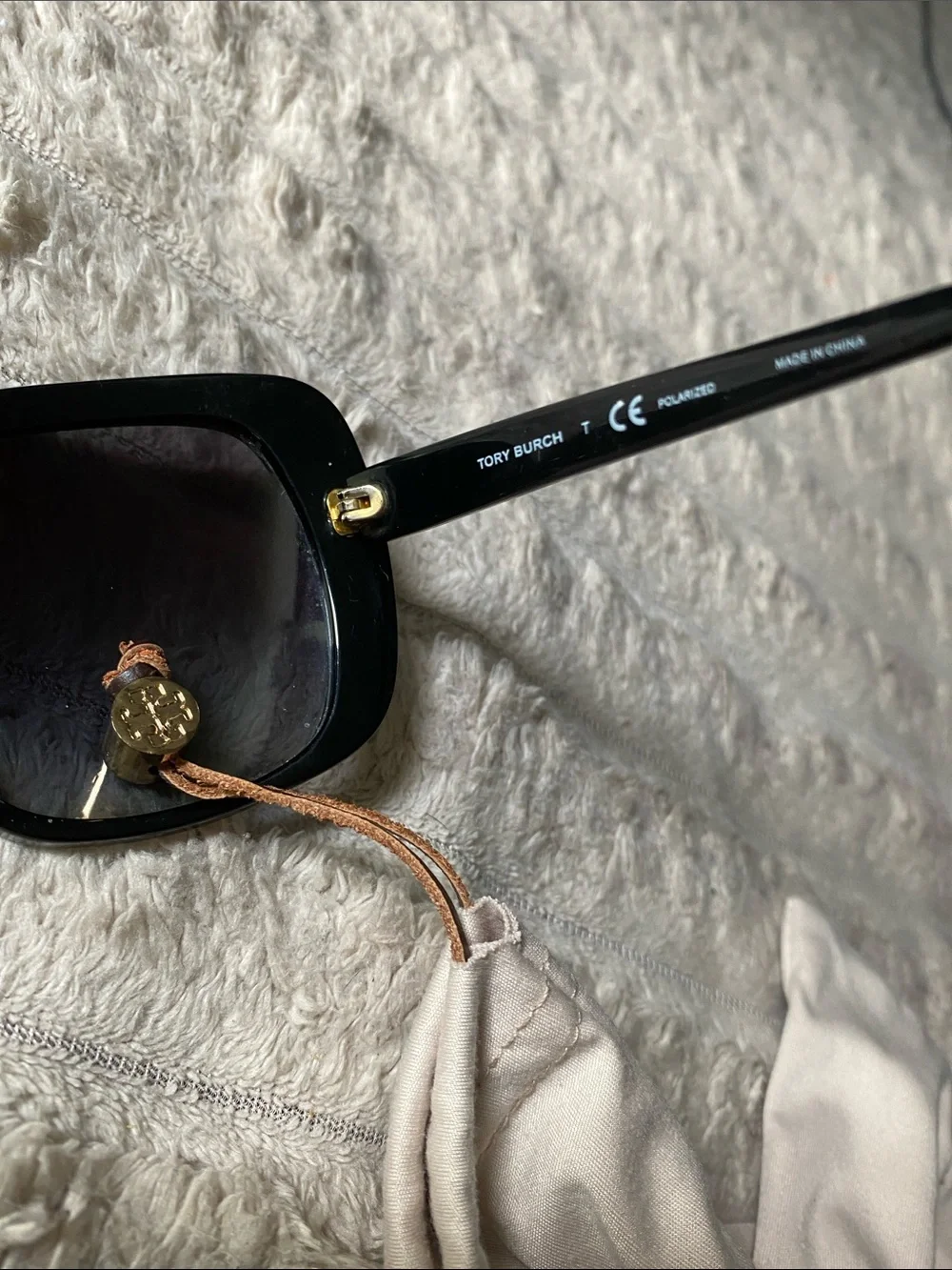 Tory Burch Black Sunglasses with Gold Logo Accent includes Sunglass Pouch